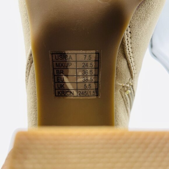 Forever 21 Shoes Womens Size 7.5 Tan Brown Faux Suede Boots Booties Heels Zip - Picture 7 of 7